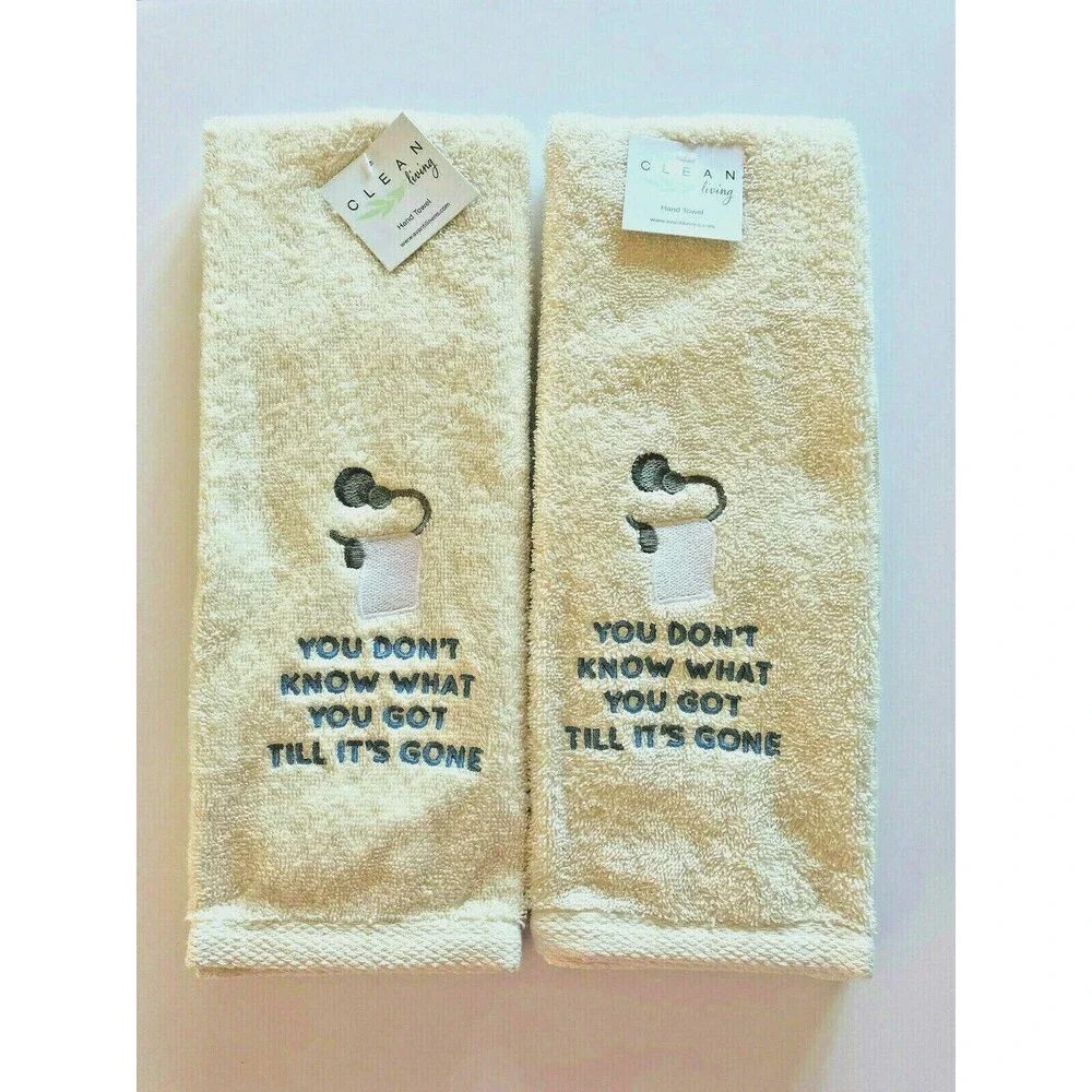 Avanti Hand Towels Don't Know What You've Got Ivory Embroidered Guest Set of 2